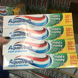 英国原装Aquafresh成人三色彩条牙膏清新薄荷味