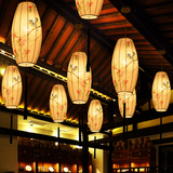 中式布艺灯具禅意创意艺术手绘灯笼餐厅茶楼过道书房现代仿古吊灯