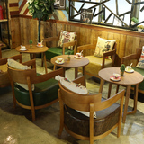 欧式咖啡厅沙发椅茶几实木围椅休闲西餐厅连锁餐饮店沙发桌椅批发