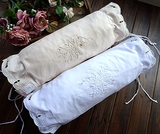 外贸原单纯棉手绣手工抽纱工艺糖果枕套2片套 白/米 两色 超值清