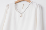 2016春装新款韩版纯色修身衬衫女长袖上衣百搭打底衫雪纺衫钉珍珠