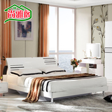 板式床 1.8米双人床现代简约 1.5米高箱床 储物床 白色烤漆气动床