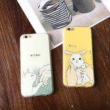 日系清新猫咪兔子iPhone6s软硅胶手机壳苹果6plus挂绳防摔外壳5SE