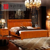 950特价低箱实木床现代中式品质橡木床海棠色大气床头卧室双人床