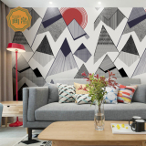 创意三角形壁画墙纸北欧沙发电视背景墙壁纸个性抽象几何图案定制