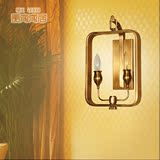 全铜美式壁灯创意方框双头蜡烛灯酒店别墅会所客厅餐厅卧室书房灯
