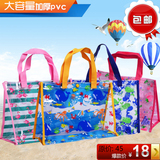 2016款pvc沙滩袋卡通动物图案手提果冻包 化妆品防水透明手挽袋