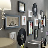 欧式实木照片墙黑白相框挂墙客厅沙发背景相片墙组合创意家居装饰