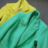 无亮色不青春 小众设计师品牌亮黄薄荷绿羊毛大衣修身款 2色