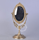 欧美式复古做旧印度进口手工黄铜桌面化妆镜古典台式装饰梳妆镜