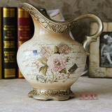 欧式乡村 复古地中海花瓶 手绘花卉蛋儿陶瓷花瓶摆件 美式花瓶