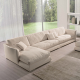 设计师羽绒沙发组装 现代简约可拆洗贵妃布艺沙发组合 转角小户型