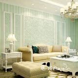 绿色3D立体欧式卧室客厅餐厅AB面无纺布壁纸沙发床头影视背景墙纸
