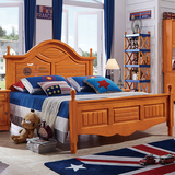 全实木儿童套房家具单人床男孩美式实木床组合床双人床1.5米包邮
