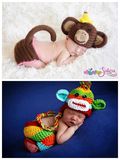儿童摄影服饰新生儿满月百天 拍照服装 影楼造型手工毛线小猴子11
