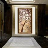 油画壁画走廊过道玄关画客厅欧式抽象画手绘挂画装饰画竖版发财树