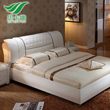 真皮床 双人床婚床品牌软床现代简约时尚小户型皮床1.8米卧室家具