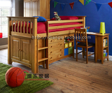 多功能储物环保实木学习床矮高架床水性漆儿童床小学生床定制