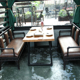 美式LOFT复古铁艺实木餐桌椅组合客厅酒店酒吧咖啡厅休闲沙发卡座