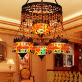 东南亚大吊灯土耳其餐厅灯具个性艺术水晶吊灯彩色玻璃咖啡厅灯饰