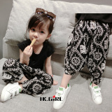 童装女童套装 2016新款韩版宝宝夏装 儿童运动宽松裤+短袖T两件套