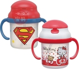 日本代购SKATER宝宝儿童kitty超人训练带手柄吸管学饮杯水杯230ml