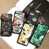 新款意大利代购大牌DG苹果6s夏日印花皮质iphone6/6plus手机壳潮