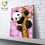 新品 真心意数字油画熊猫动物儿童diy手绘油画卧室可爱熊猫30*40