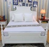 美式乡村白色双人床地中海田园风格床1.8米1.5米欧式实木床定制