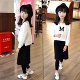 女童套装春秋2016新款韩版休闲字母卫衣+裙裤两件套女童春装套装