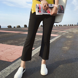NWTINA2016夏季新款韩版修身显瘦高腰黑色喇叭裤女九分裤弹力薄款