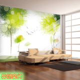 3D立体壁画墙纸环保简约无缝绿色清新背景墙沙发玄关墙布梦幻书