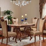 欧式大理石餐桌椅组合6人 美式实木餐桌1.8米 高档饭台吃饭桌子