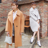 2016秋冬季新款韩版宽松茧型廓形加厚中长款羊毛呢子大衣外套女潮