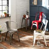 宜家现代欧式简约 铁皮扶手靠背休闲咖啡椅工业感椅金属椅 多色