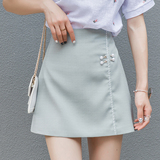 太阳屋H6-4夏季新款2016韩版女装珍珠扣A字裙雪纺半身裙高腰短裙