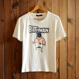 卡通蝙蝠侠短袖T恤男圆领胖子夏季印花半截袖男士宽松加大码上衣
