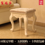 欧式卧室梳妆台凳白色 田园休闲椅 宜家美式现代简约实木美甲凳子