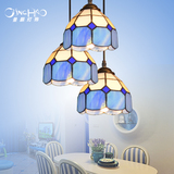清仓包邮蒂凡尼三头餐厅蓝色单头海洋蓝简约餐厅地中海风格的吊灯