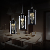 2016新款水晶吊灯吧台餐厅饭厅单头三头LED5瓦高亮时尚简约圆柱形