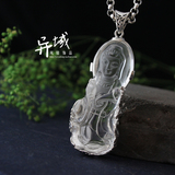 【平和】泰国 泰银925纯银饰品 天然白水晶 观音菩萨佛像项坠吊坠