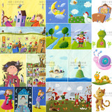 清新贝占风卡通可爱儿童动物梦想油画装饰画图案 JPG图片设计素材