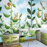 树林儿童房墙纸 温馨动物卡通卧室背景墙壁纸 手绘幼儿园大型壁画