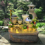 日式假山流水喷泉景观盆景水景摆件鱼池招财转运风水工艺品装饰品