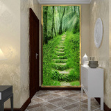 石家庄3D立体壁画竖版玄关过道走廊背景墙纸田园自然风景延伸空间