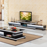 简约现代电视柜茶几组合套装 钢化玻璃烤漆伸缩宜家客厅影视柜