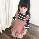 2016秋装新款 韩国品牌公主儿童连衣裙子灯芯绒宝宝女童背带裙