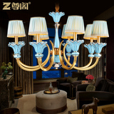 新品 全铜法式吊灯艺术陶瓷灯具美式田园客厅餐厅卧室灯全铜吊灯