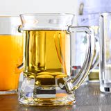 啤酒杯带把手 创意玻璃耐热水杯果汁洋酒杯 大容量透明扎啤杯子