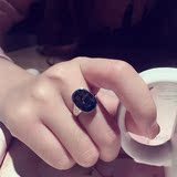 【欧世星】包邮韩国红蓝宝石水晶戒指女日韩简约气质潮人复古指环